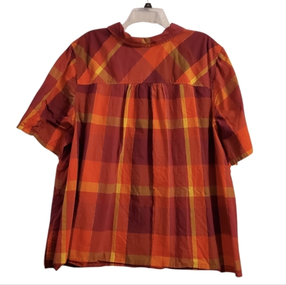 Catherines Women's Plaid Cotton Button Down Collar Shirt 4X - Picture 3 of 4